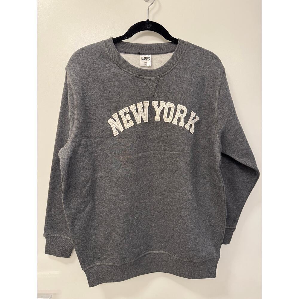 NWT New York Unisex Medium Fleece Lined Gray Cotton NY Crewneck Sweatshirt